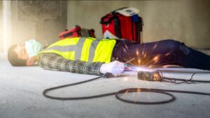 Construction workers carelessly connected wires, resulting in severe electric shocks and unconsciousness. Negligence by electrical workers led to electrocution accidents. 